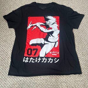 2002 Naruto Shippuden Collection Kakashi Anime Black Graphic T-Shirt. Size Large